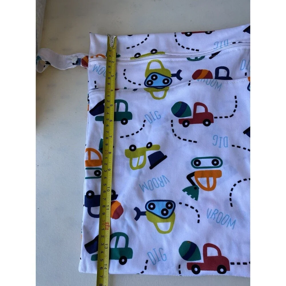 BabyMojos Construction Trucks Vroom Dig Wet Bag Dual Zipper Pockets